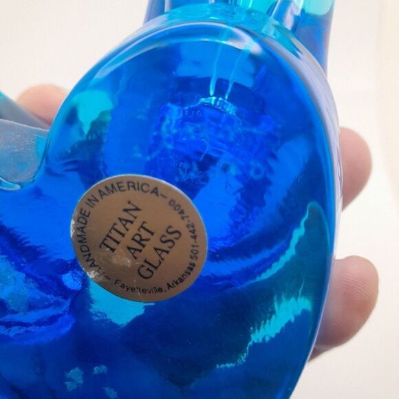 Vintage Double Bluebirds of Happiness Titan Art Glass Signed 2000 - Picture 7 of 9